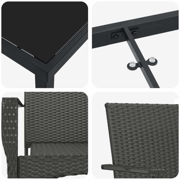 Garten Essgruppe mit Kissen 9 pcs Schwarz Poly-Rattan