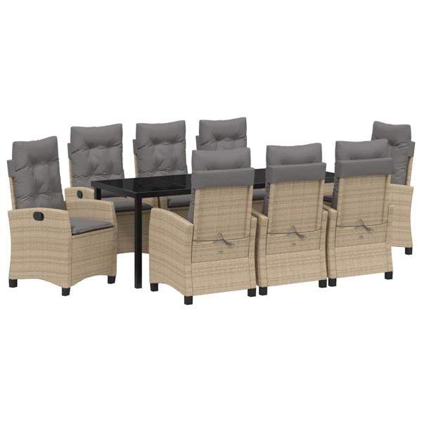 Garten Essgruppe 9 stk. Beige Poly-Rattan