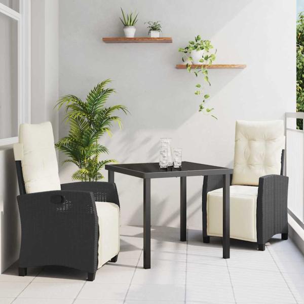 ARDEBO.de - Set aus 2 Schwarz, Cremeweiß PE-Rattan, pulverbeschichteter Stahl