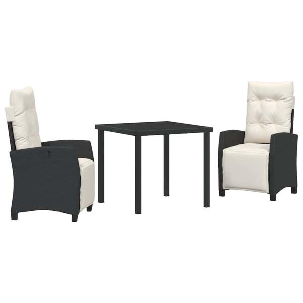 Set aus 2 Schwarz, Cremeweiß PE-Rattan, pulverbeschichteter Stahl