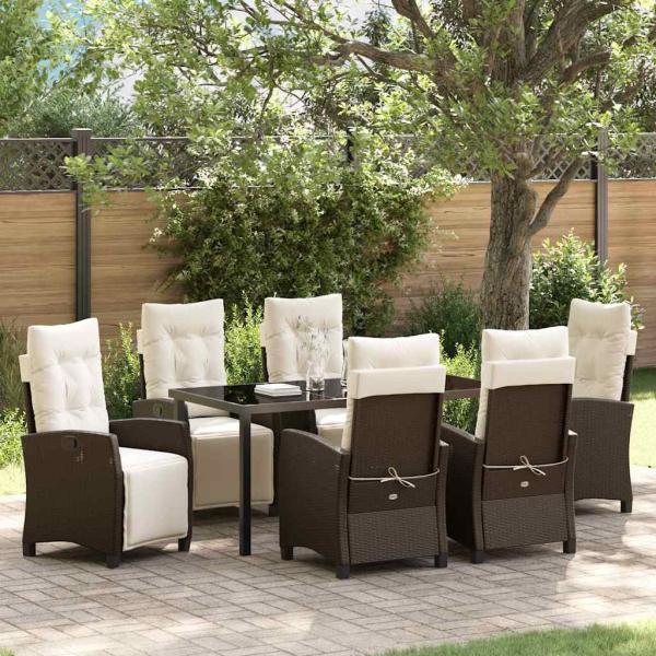 ARDEBO.de - 7-tlg. Garten-Ess-Set Braunes Poly-Rattan