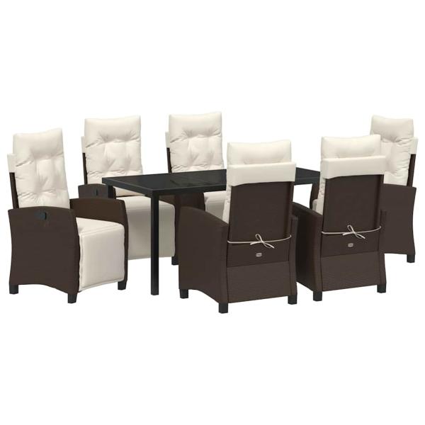 7-tlg. Garten-Ess-Set Braunes Poly-Rattan