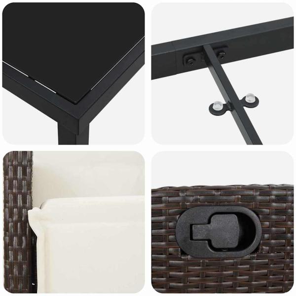 7-tlg. Garten-Ess-Set Braunes Poly-Rattan