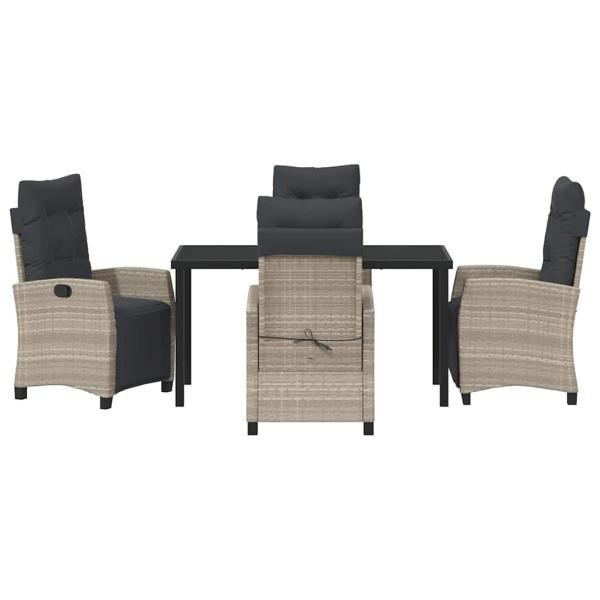 5-teiliges Garten-Esszimmer-Set Hellgrau Poly-Rattan