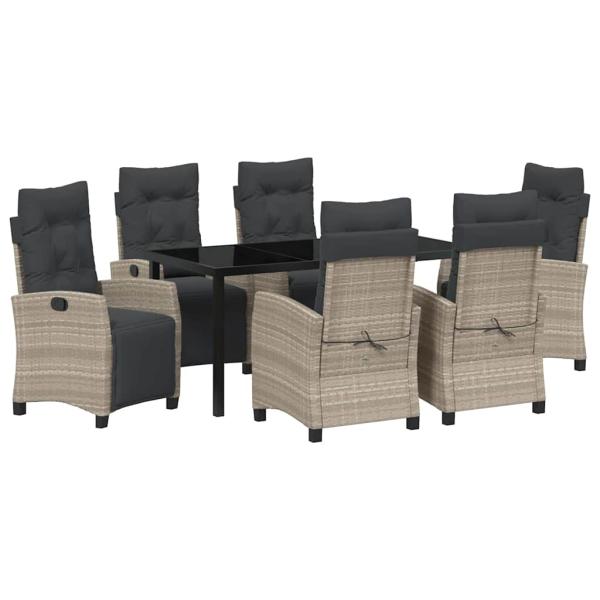 7-teiliges Garten-Dining-Set Hellgrau Poly-Rattan