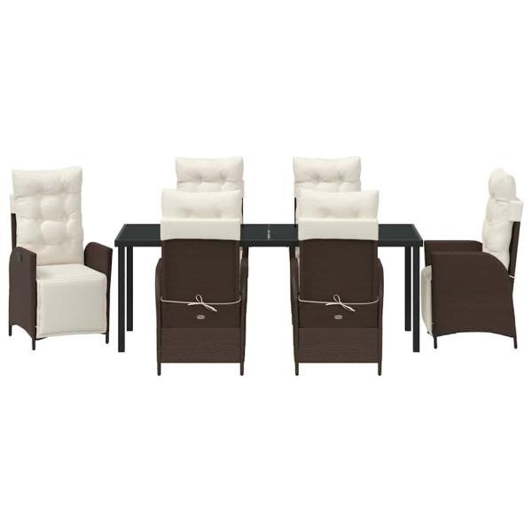 Garten Essgruppe mit Kissen 7 pcs Braun Poly-Rattan