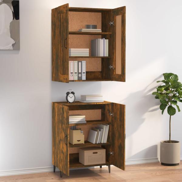 Highboard Räuchereiche 70x34x180 cm Holzwerkstoff
