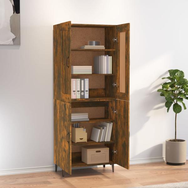 Highboard Räuchereiche 70x34x180 cm Holzwerkstoff