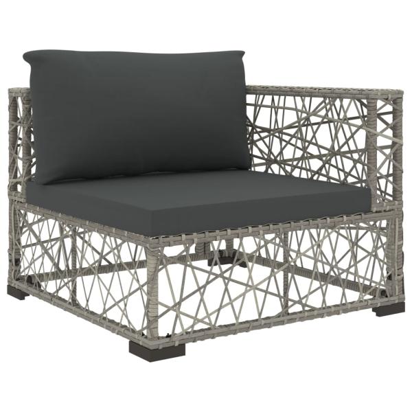 5-tlg. Garten-Lounge-Set mit Kissen Poly Rattan Grau