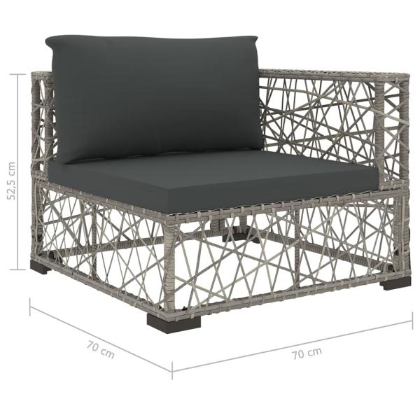 5-tlg. Garten-Lounge-Set mit Kissen Poly Rattan Grau