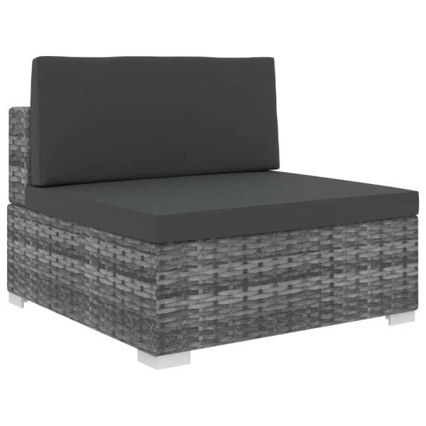 6-tlg. Garten-Lounge-Set mit Kissen Poly Rattan Grau
