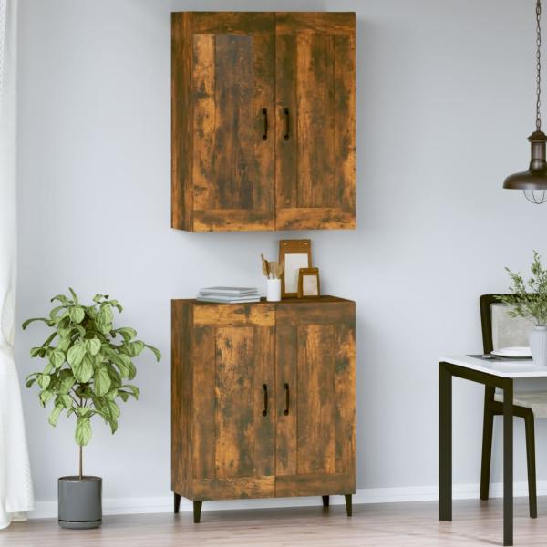 Highboard Räuchereiche 69,5x34x180 cm Holzwerkstoff