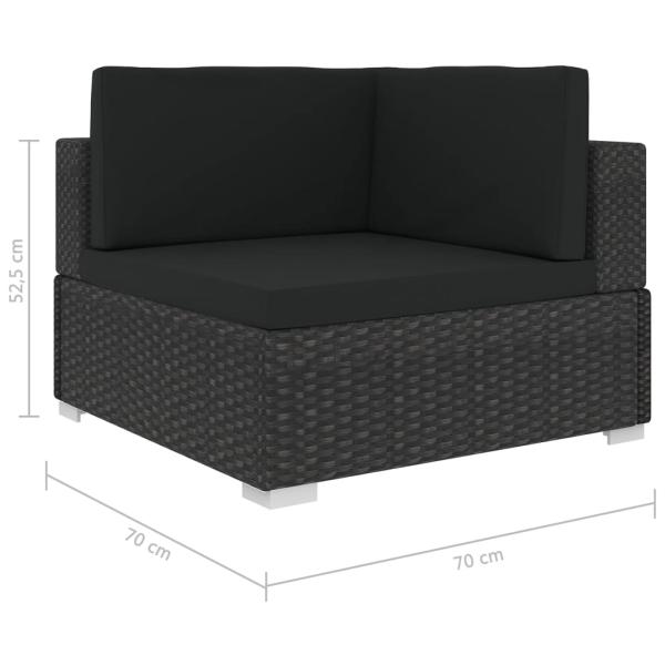 5-tlg. Garten-Lounge-Set mit Kissen Poly Rattan Schwarz