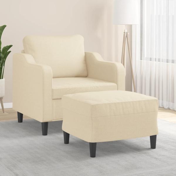 ARDEBO.de - Sessel mit Hocker Creme 60 cm Stoff