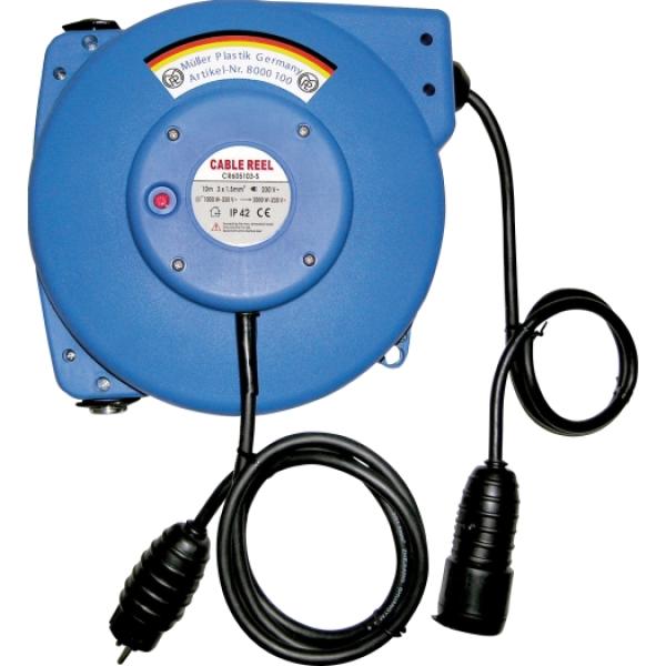 ARDEBO.de - Kabelaufroller 10 m 3G1,5 mm Anschlussleitung = 1,3 m