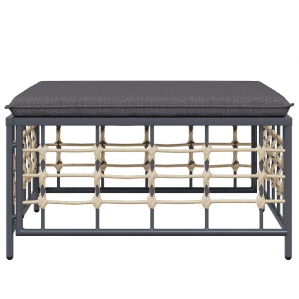Gartenhocker mit Dunkelgrauem Kissen Poly Rattan
