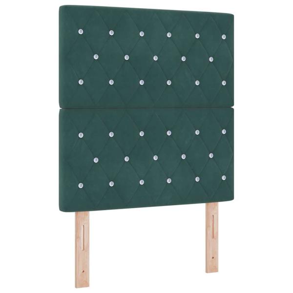 Kopfteil Kristallknopf gesteppt Dunkelgrün 80 cm Samt, Kopfteil Kristallknopf gesteppt Dunkelgrün 160 cm Samt