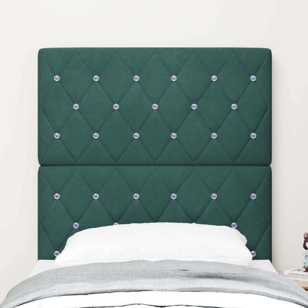 Kopfteil Kristallknopf gesteppt Dunkelgrün 80 cm Samt, Kopfteil Kristallknopf gesteppt Dunkelgrün 160 cm Samt
