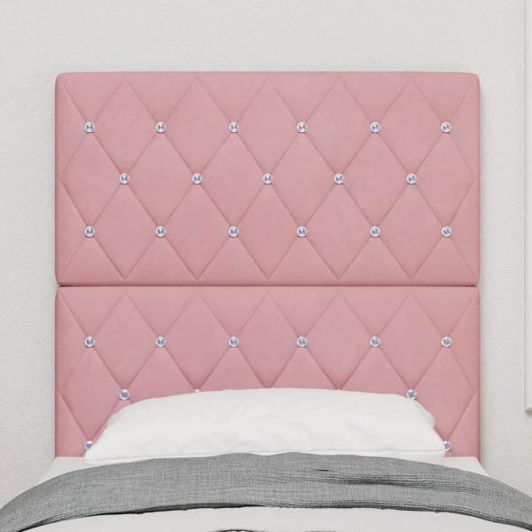 Kopfteil mit Kristallknöpfen, gepolstert, Rosa, 80 cm Samt, Kopfteil mit Kristallknöpfen, gepolstert, Rosa, 160 cm Samt