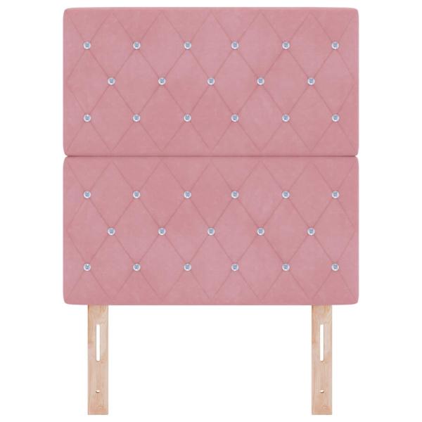 Kopfteil mit Kristallknöpfen, gepolstert, Rosa, 80 cm Samt, Kopfteil mit Kristallknöpfen, gepolstert, Rosa, 160 cm Samt