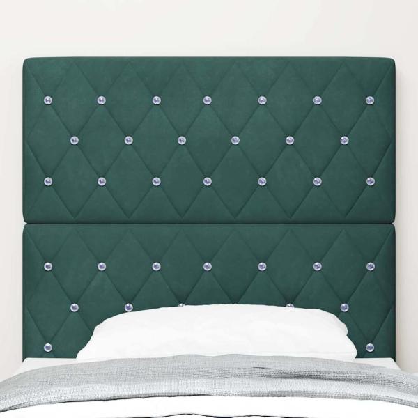 Kopfteil Kristallknopf Gepolstert Dunkelgrün 90 cm Samt, Kopfteil Kristallknopf Gepolstert Dunkelgrün 180 cm Samt