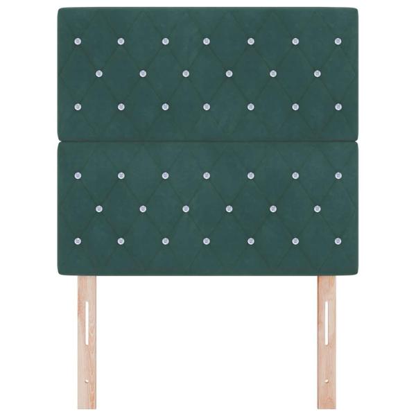 Kopfteil Kristallknopf Gepolstert Dunkelgrün 90 cm Samt, Kopfteil Kristallknopf Gepolstert Dunkelgrün 180 cm Samt