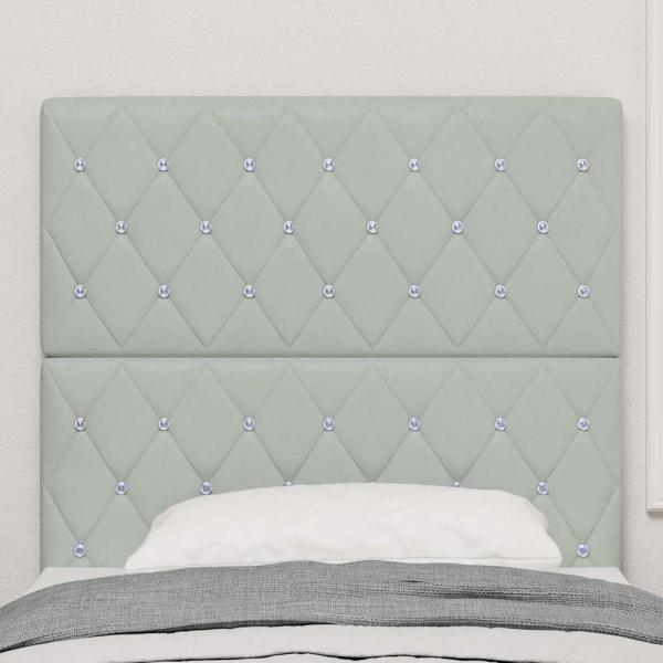 Kopfteil Kristallknopf Tufted Hellgrau 100 cm Samt, Kopfteil Kristallknopf Tufted Hellgrau 200 cm Samt