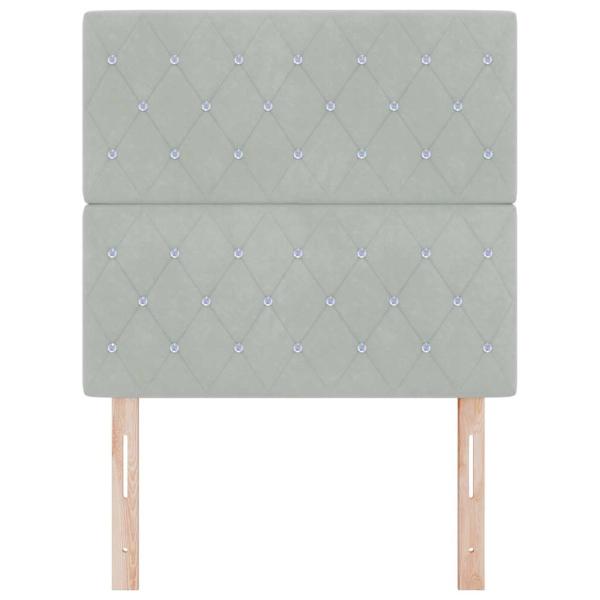 Kopfteil Kristallknopf Tufted Hellgrau 100 cm Samt, Kopfteil Kristallknopf Tufted Hellgrau 200 cm Samt