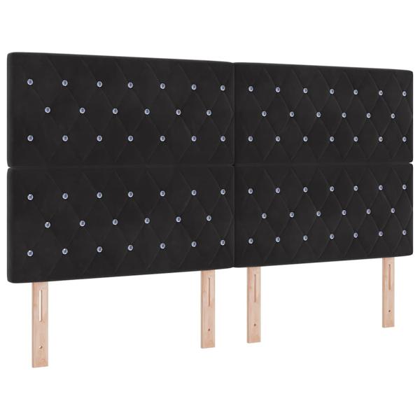Kopfteil Kristalltaste Gepolstert Schwarz 180 cm Samt