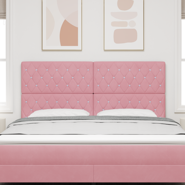 Kopfteile mit Kristallknopf Tufted Rosa 180 cm Samt