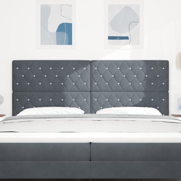 Kopfteil Kristallknopf tufted Dunkelgrau 200 cm Samt