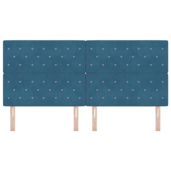 Kopfteil mit Kristallknöpfen, tufted Dunkelblau, 200 cm Samt