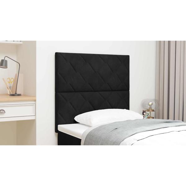 Kopfteil Diamantblock Design Schwarz 100 cm Samt, Kopfteil Diamantblock Design Schwarz 200 cm Samt