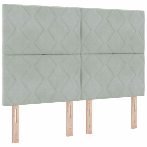 Kopfteil Diamantblockdesign Hellgrau 140 cm Samt