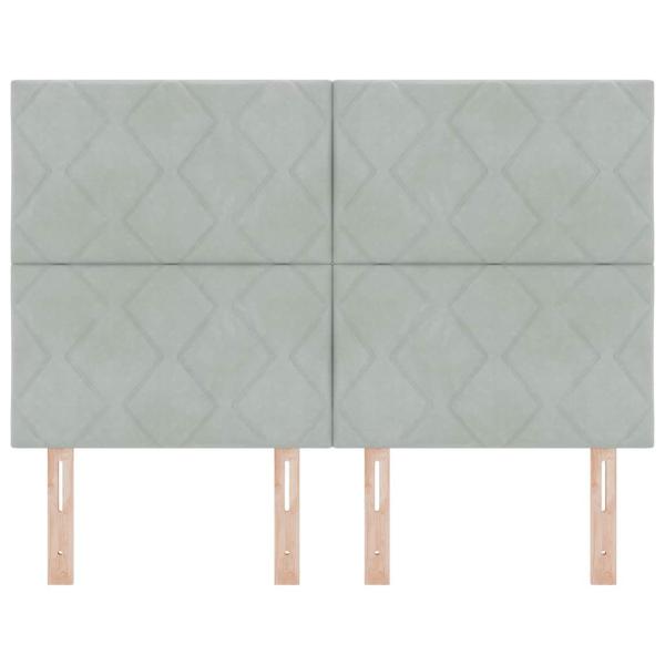 Kopfteil Diamantblockdesign Hellgrau 140 cm Samt