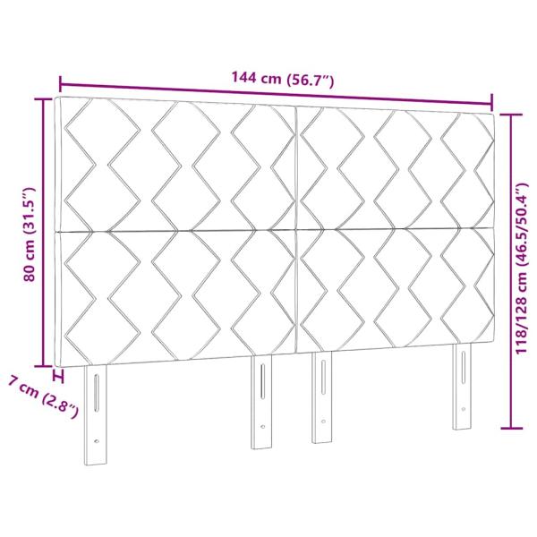 Kopfteil Diamantblockdesign Hellgrau 140 cm Samt
