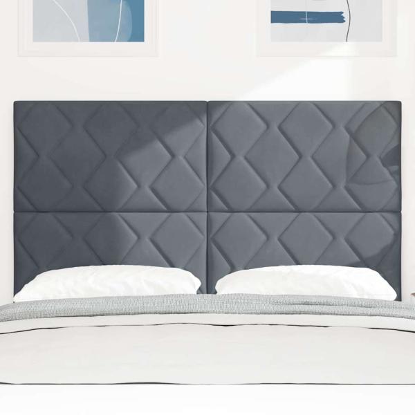 Kopfteil Diamantblock-Design Dunkelgrau 140 cm Velours