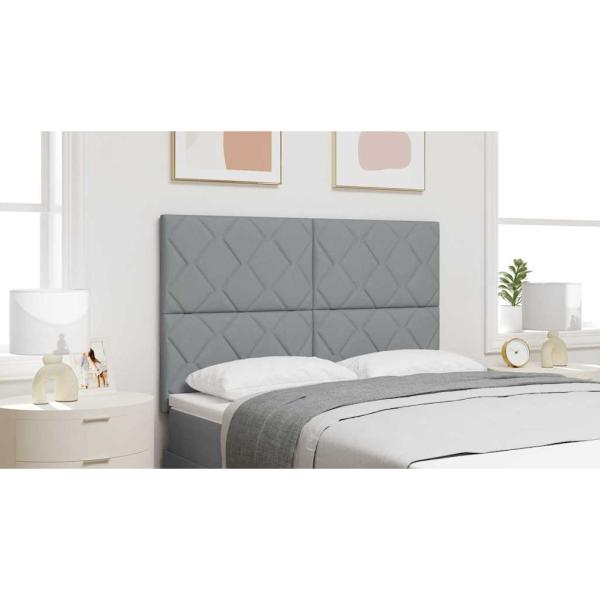 Kopfteil Diamantblock-Design Hellgrau 160 cm Stoff
