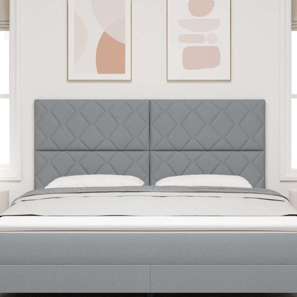 Kopfteil Diamantblockdesign Hellgrau 180 cm Stoff