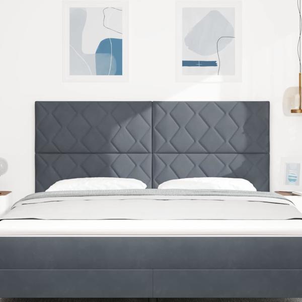 Kopfteil Diamantblock-Design Dunkelgrau 180 cm Samt