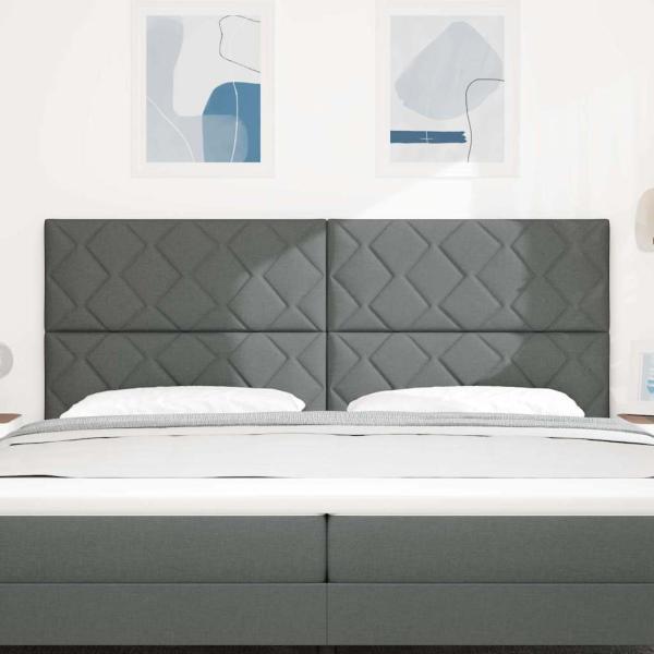 Kopfteil mit Diamantblockdesign in Dunkelgrau, 200 cm Stoff