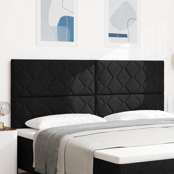 Kopfteil mit Diamantblockdesign Schwarz 200 cm Stoff