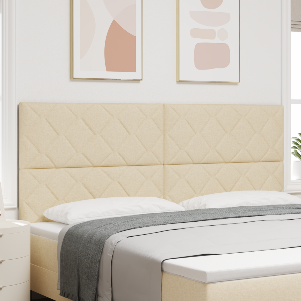 Kopfteile mit diamantförmigem Blockdesign Creme 200 cm Stoff