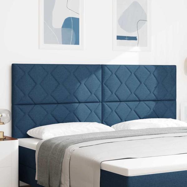 Kopfteile Diamantblock Design Blau 200 cm Stoff