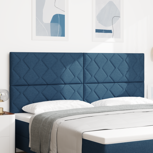 Kopfteile Diamantblock Design Blau 200 cm Stoff