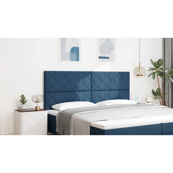 Kopfteile Diamantblock Design Blau 200 cm Stoff