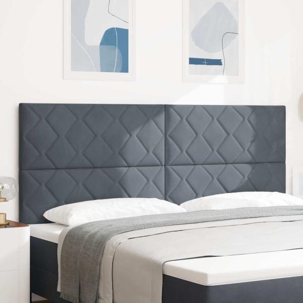 ARDEBO.de - Kopfteil im Diamantblockdesign Dunkelgrau 200 cm Samt