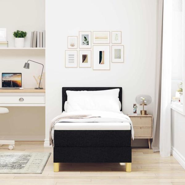 Boxspringbett mit Matratze Schwarz 80x200 cm Stoff