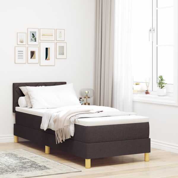 Boxspringbett mit Matratze Dunkelbraun 80x200 cm Stoff