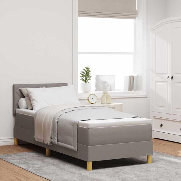 ARDEBO.de - Boxspringbett mit Matratze Taupe 80x200 cm Stoff